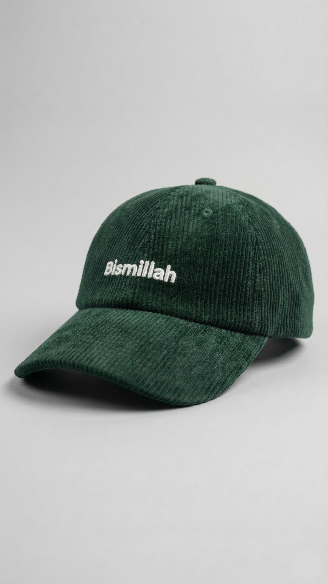 Ramoking Green Bismillah Embroidery Corduroy Cap