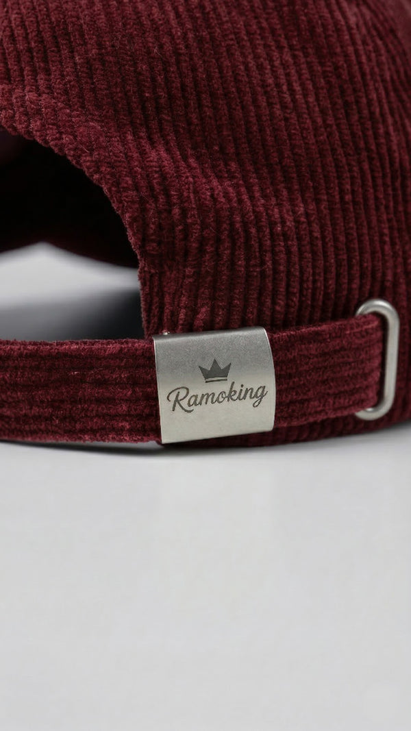 Ramoking Red Bismillah Embroidery Corduroy Cap